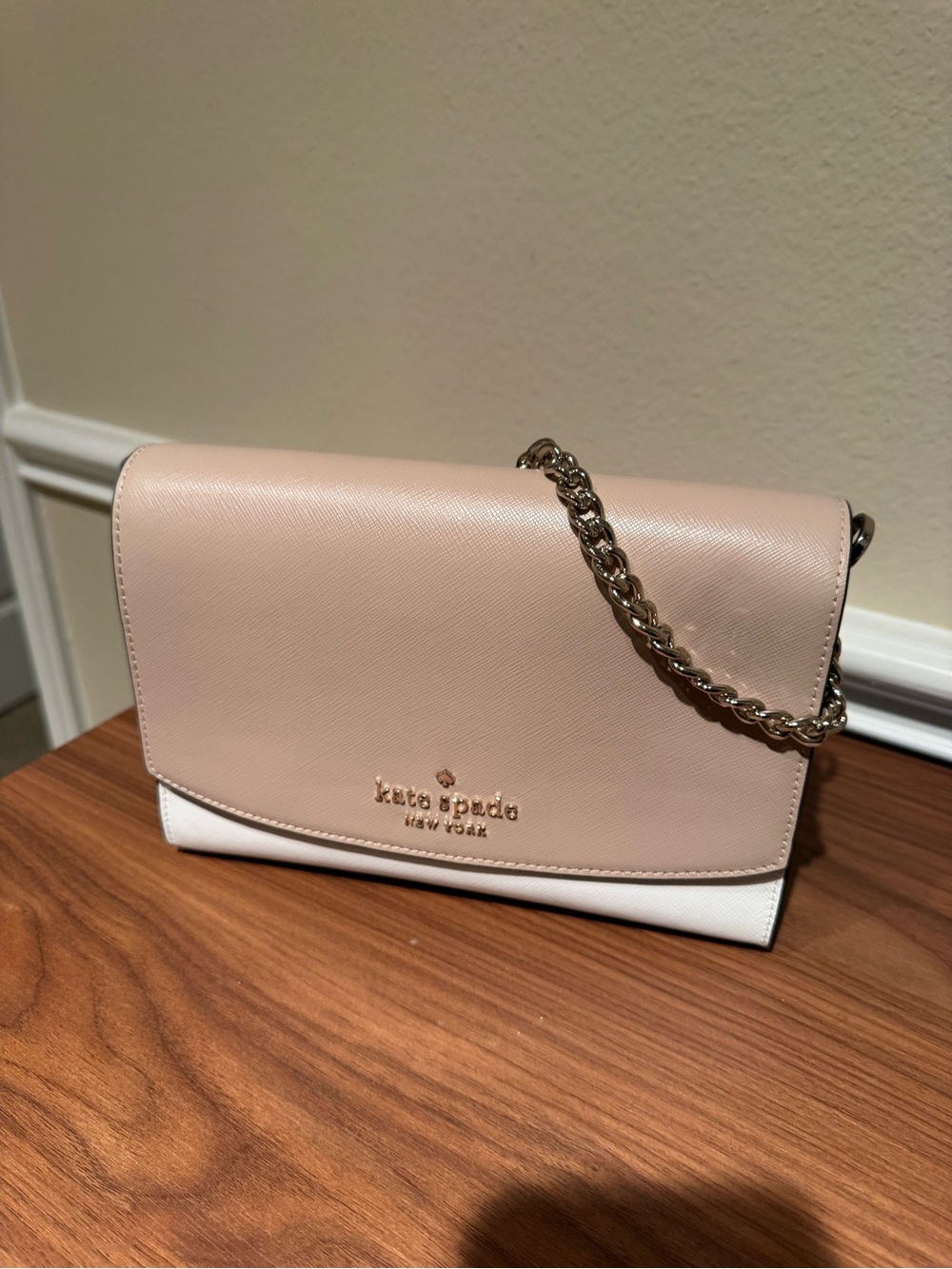 kate spade New York Blush and White Leather Crossbody Bag